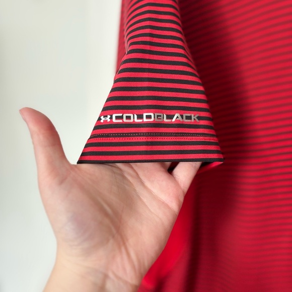 🎉4/30$🎉 Under Armour Red Striped Polo Shirt - Size XL - Picture 4 of 7